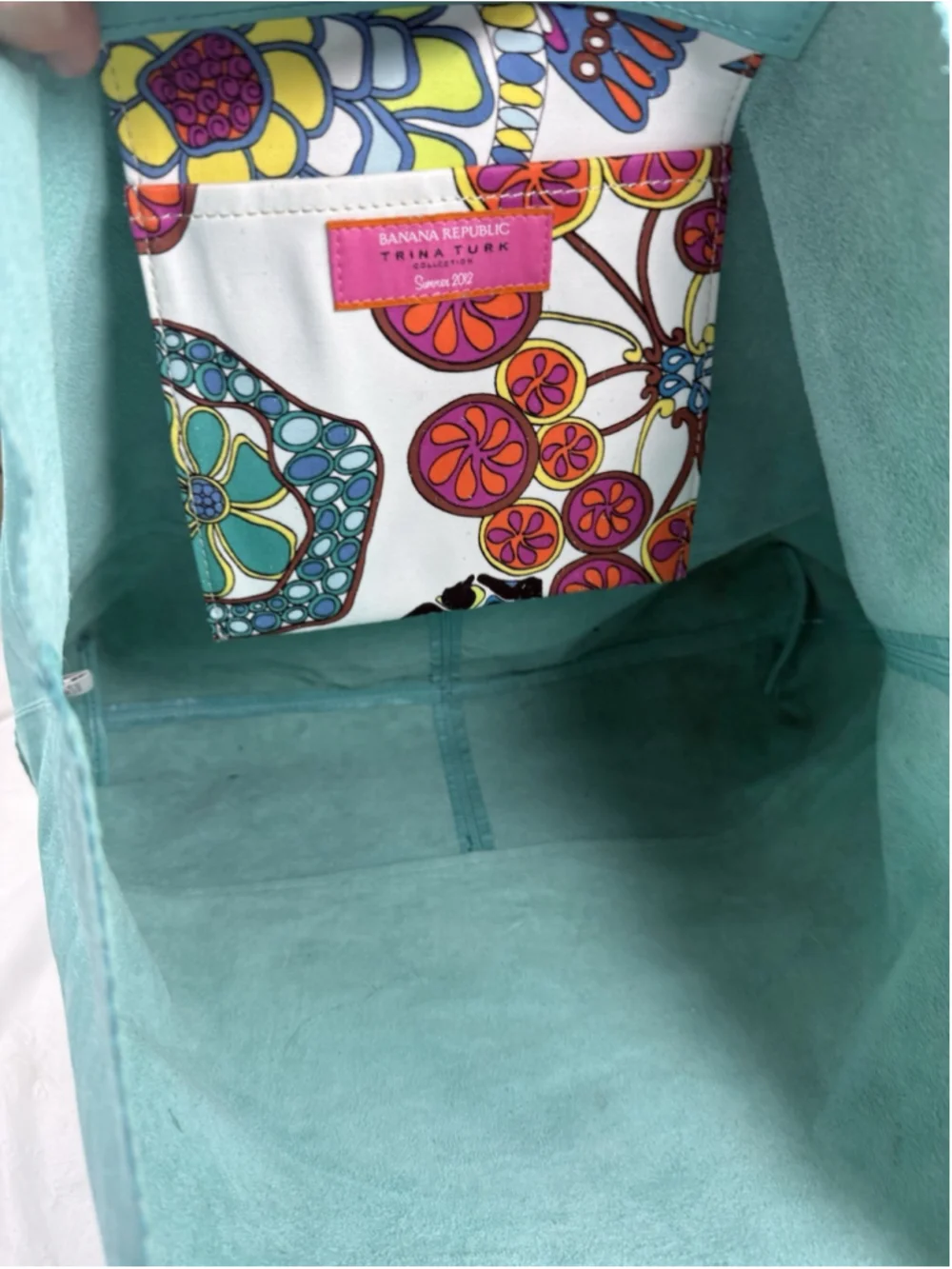 Trina Turk Banana Republic leather tote turquoise Limited edition